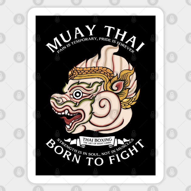 Muay Thai Hanuman Born to Fight Sticker by KewaleeTee